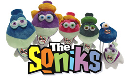The Soniks Ultrasonic Squeak Toys (Image courtesy Happy Dog Toys website)
