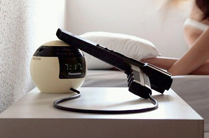 Gun Operated Alarm Clock (Image courtesy Nerd Approved)