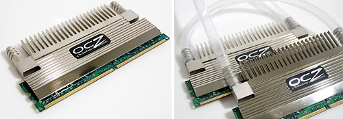 OCZ Flex XLC Water-Cooled CAS-3 DDR2-800 2 GB Memory Kit (Images courtesy Hot Hardware)