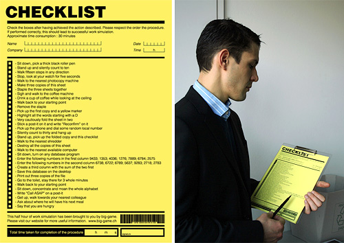 Waste Your Time Checklist (Image courtesy Big-Game.ch)