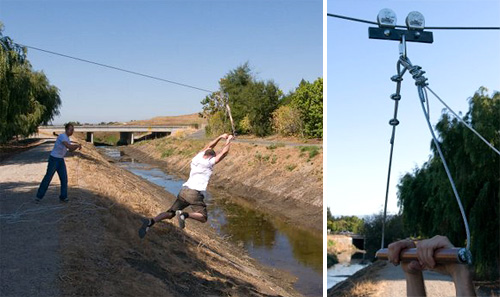 Traveling by zip-line (Images courtesy The Official Google Blog)