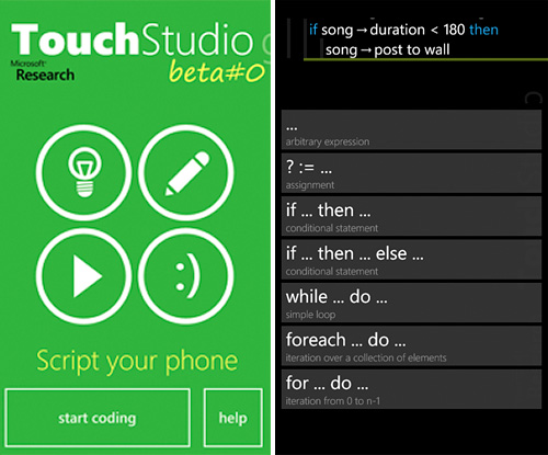 TouchStudio (Images courtesy Microsoft Research) 