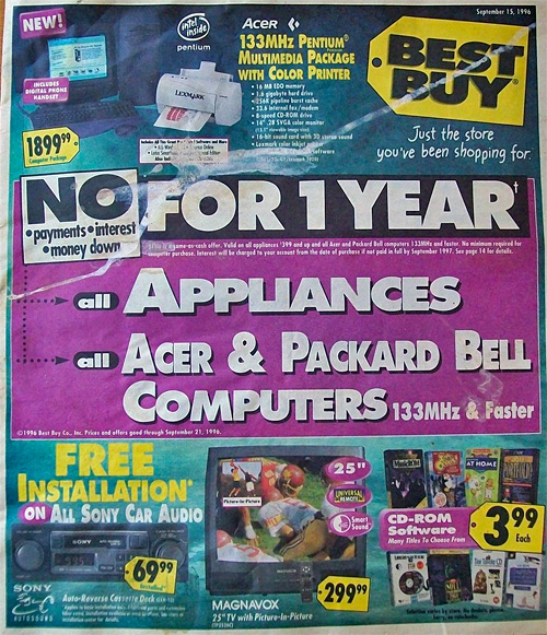 Best Buy Flyer - September 1996 (Image courtesy imgur)