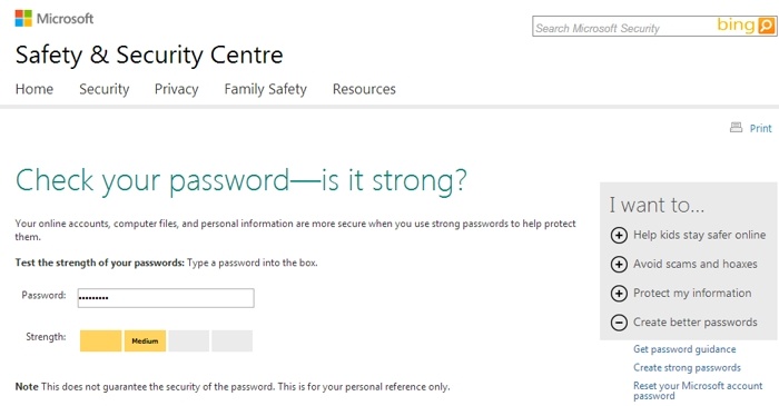 Microsoft Password Checker