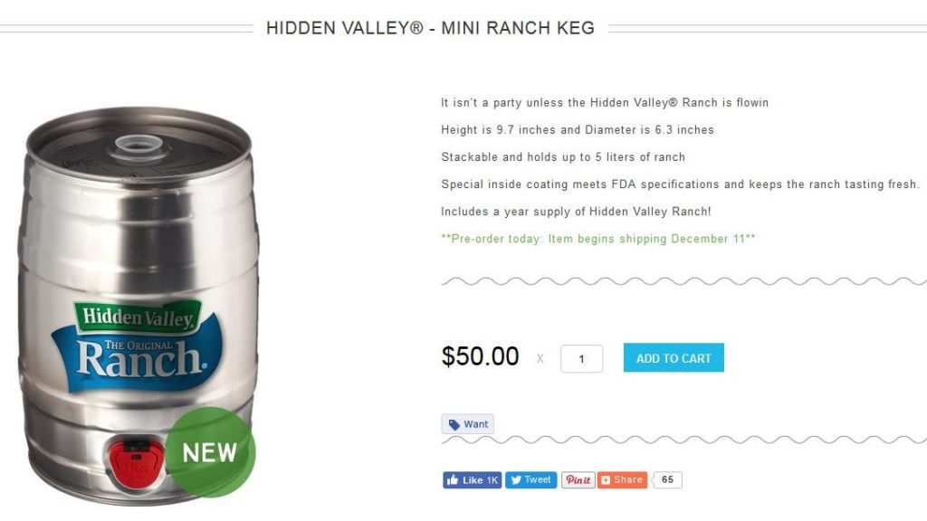 Hidden Valley Releasing A 5Liter Keg of Their Ranch OhGizmo!